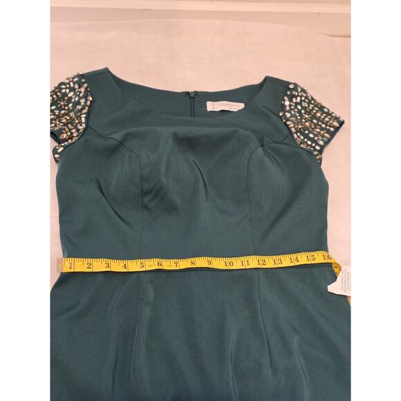 Mac Duggal Bateau Neck Embellished Cap Sleeve Gown #55718 Emerald Green, Sz 10 - Picture 15 of 16